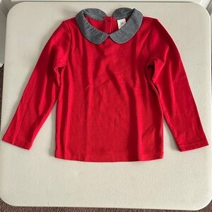 Red Long Sleeve Kids Shirt with Collar